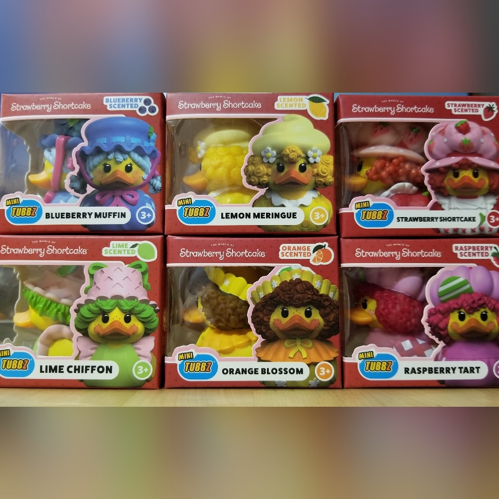 Mini Tubbz Strawberry Shortcake Duck Figures Full Set Of Six, Each Scented, NIB